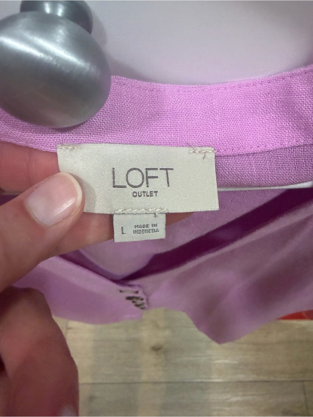 LOFT Sleeveless Button-Front Top in Lavender - Picture 3 of 4